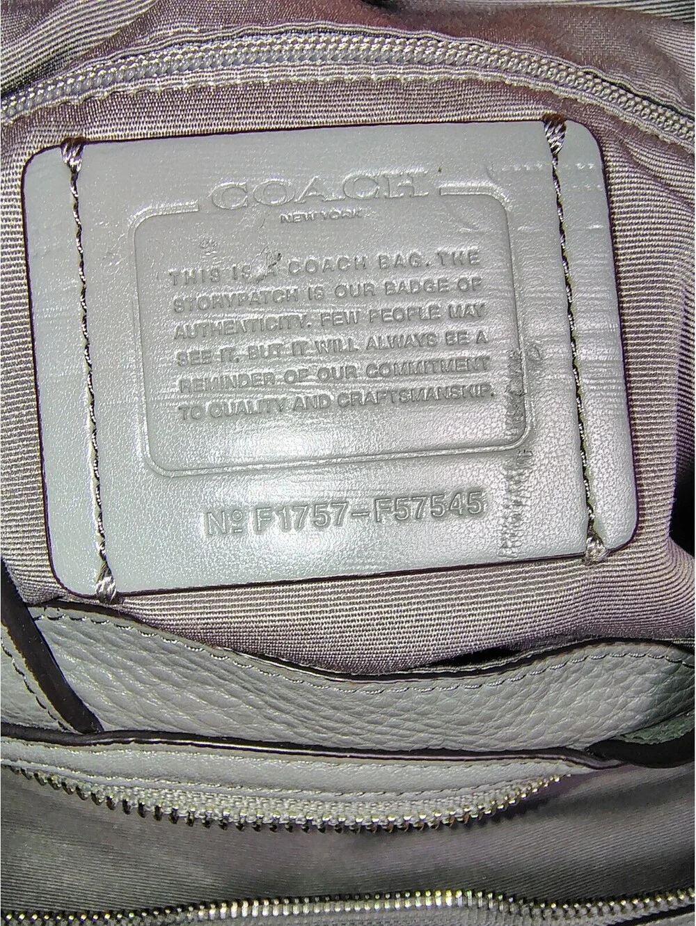 Coach Lexy Gray Pebble Leather Shoulder Bag Purse F57545 W/ Hangtag